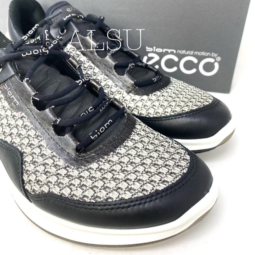 ECCO Biom Fjuel Leather Canvas Black White W - Picture 4 of 8